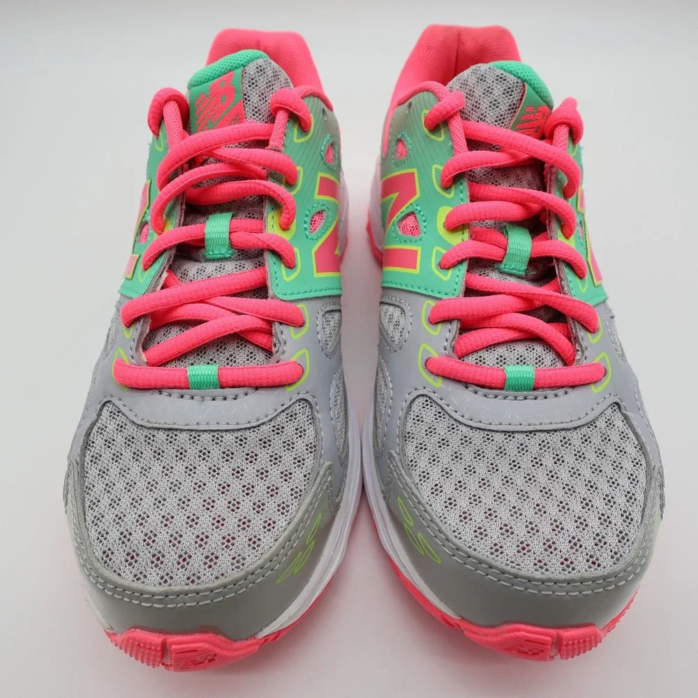 New Balance 680v3 Running Shoes Kids 4 Grey Green Pink KR680GKY Sneaker